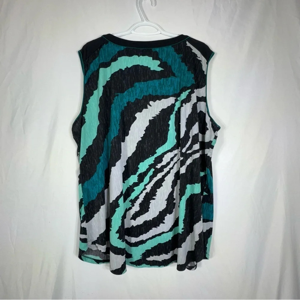 Worthington Chic Teal Zebra Print Sleeveless Top
